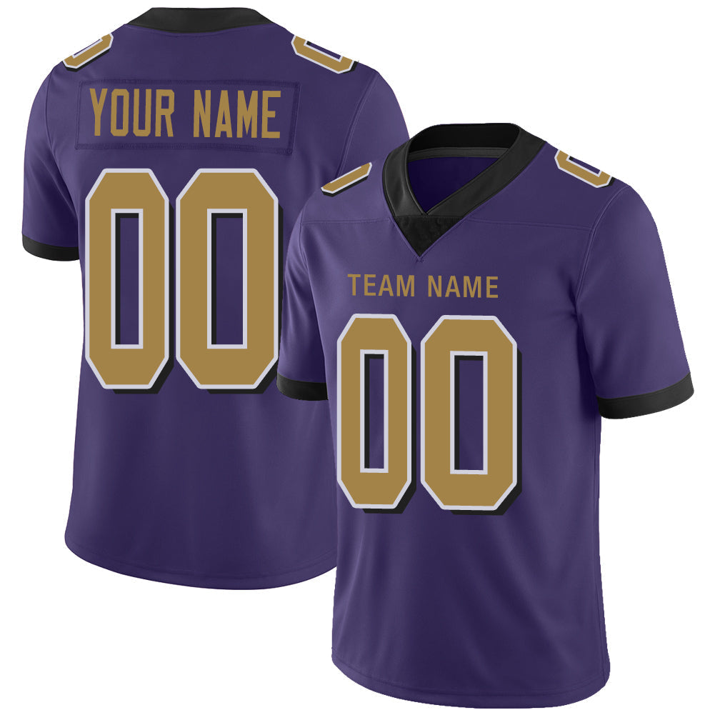 Custom B.Raven Men's American Purple Color Rush Vapor Limited Stitched Football Jersey football jersey product view 1