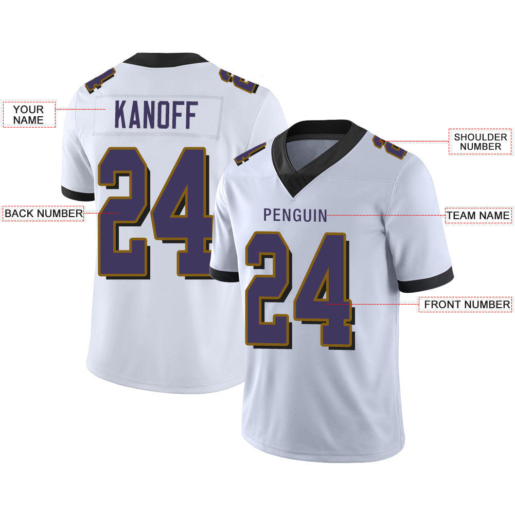 Custom B.Raven Men's American White Vapor Limited Stitched Football Jersey football jersey product view 2