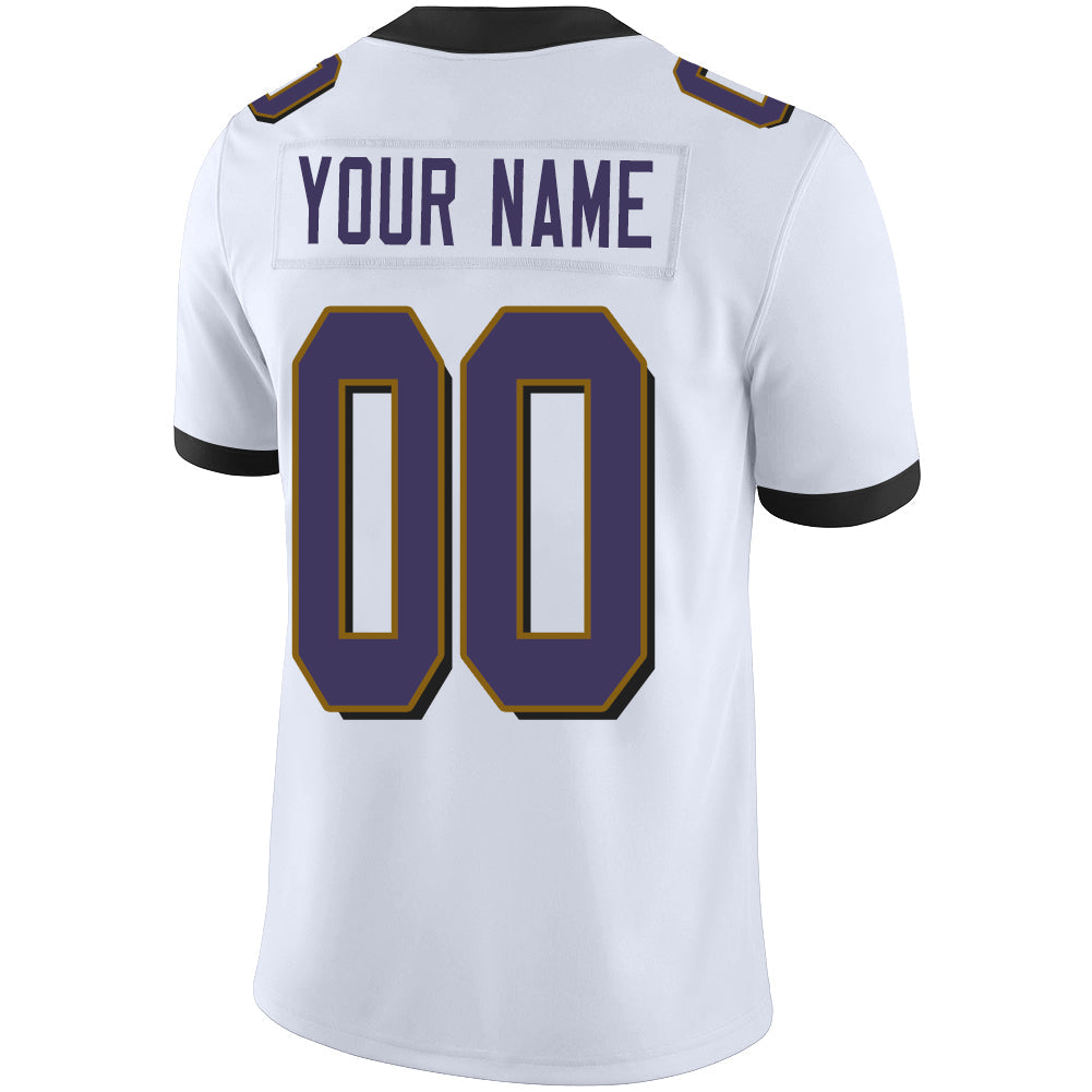 Custom B.Raven Men's American White Vapor Limited Stitched Football Jersey football jersey product view 3