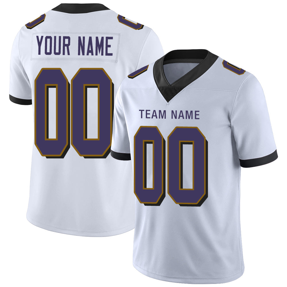 Custom B.Raven Men's American White Vapor Limited Stitched Football Jersey football jersey product view 1