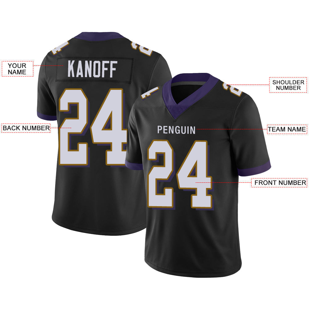 Custom B.Raven Men's American Black Vapor Limited Stitched Football Jersey football jersey product view 2