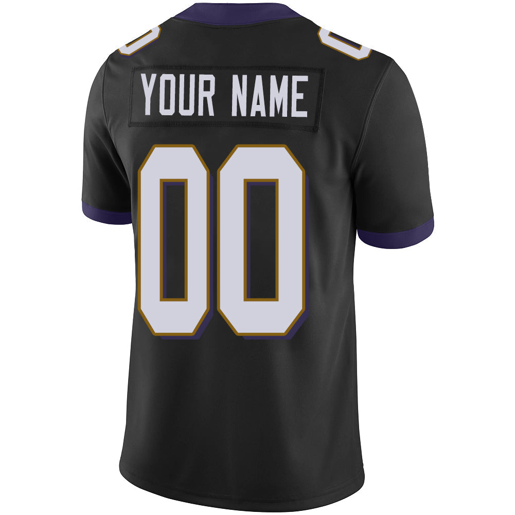 Custom B.Raven Men's American Black Vapor Limited Stitched Football Jersey football jersey product view 3