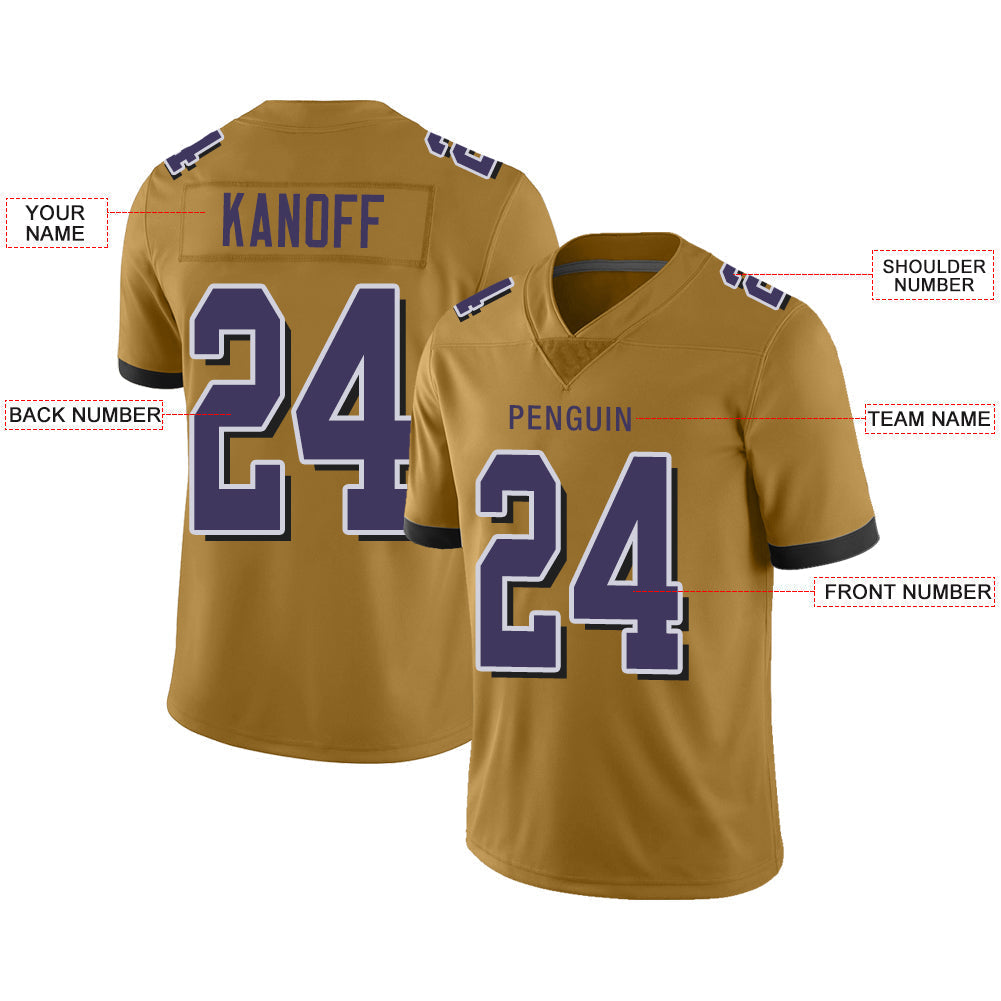 Custom B.Raven Stitched American Football Jerseys Personalize Birthday Gifts Gold Jersey football jersey product view 2