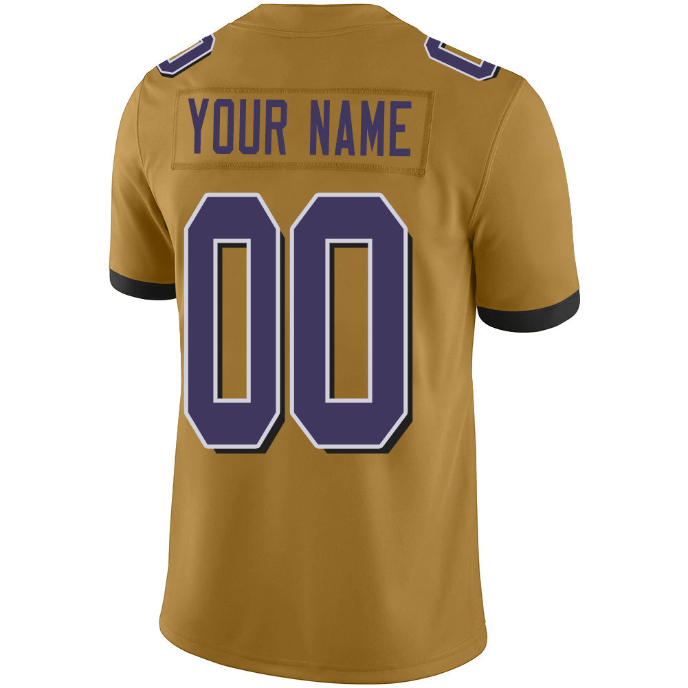 Custom B.Raven Stitched American Football Jerseys Personalize Birthday Gifts Gold Jersey football jersey product view 3