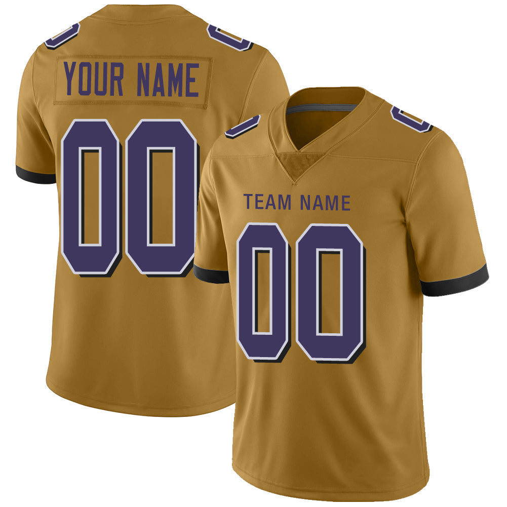 Custom B.Raven Men's American Gold Fashion Vapor Limited Stitched Football Jerseys football jersey product view 1
