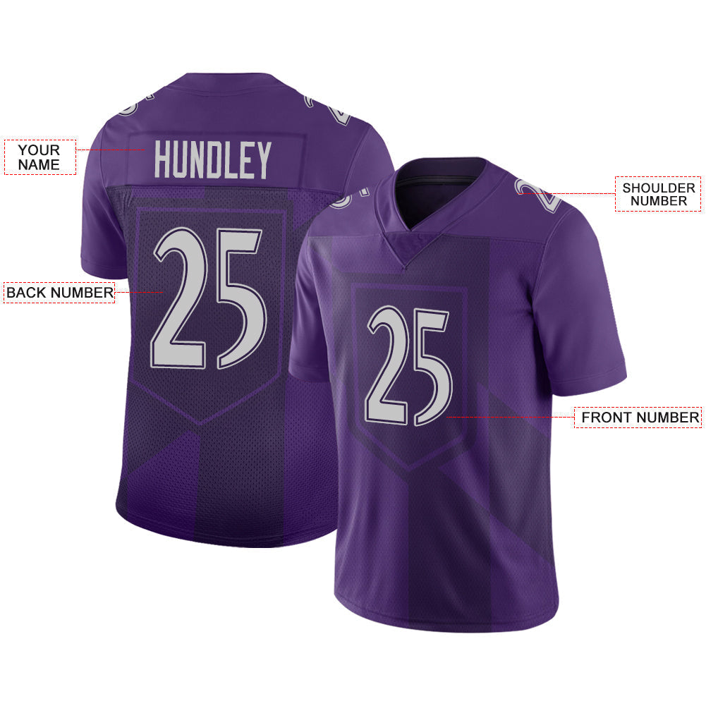 Custom B.Raven Men's American Purple City Vapor Limited Stitched Football Jersey football jersey product view 2