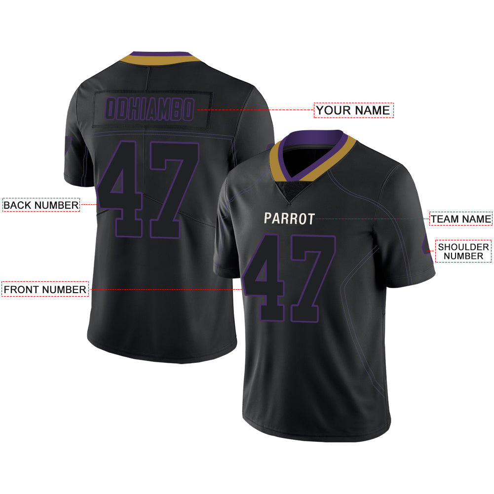 Custom B.Raven Stitched American Football Jerseys Personalize Birthday Gifts Black Jersey football jersey product view 2