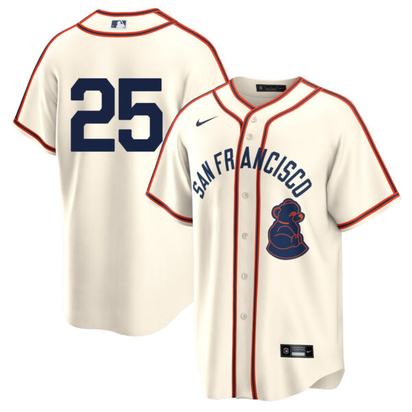 Barry Bonds San Francisco Giants 2024 Rickwood Jersey - Cream baseball jersey product view 1