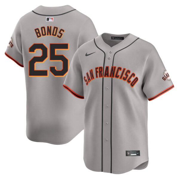 Barry Bonds San Francisco Giants Road Limited Jersey - Gray baseball jersey product view 1