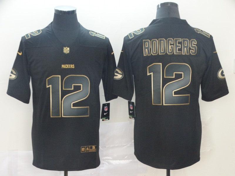 Men's Green Bay Packers #12 Aaron Rodgers Black Authentic Game Jersey1 football jersey product view 1