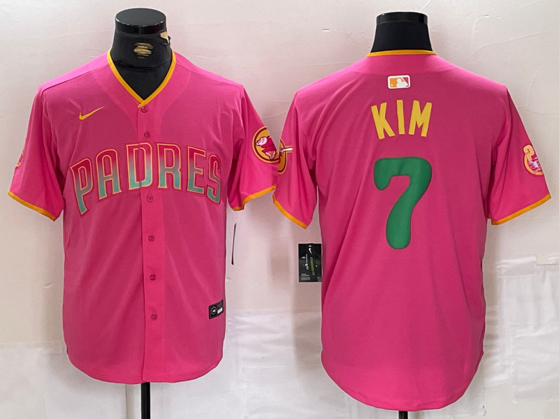 Men's San Diego Padres Ha-Seong Kim Pink Replica Player Jersey baseball jersey product view 1