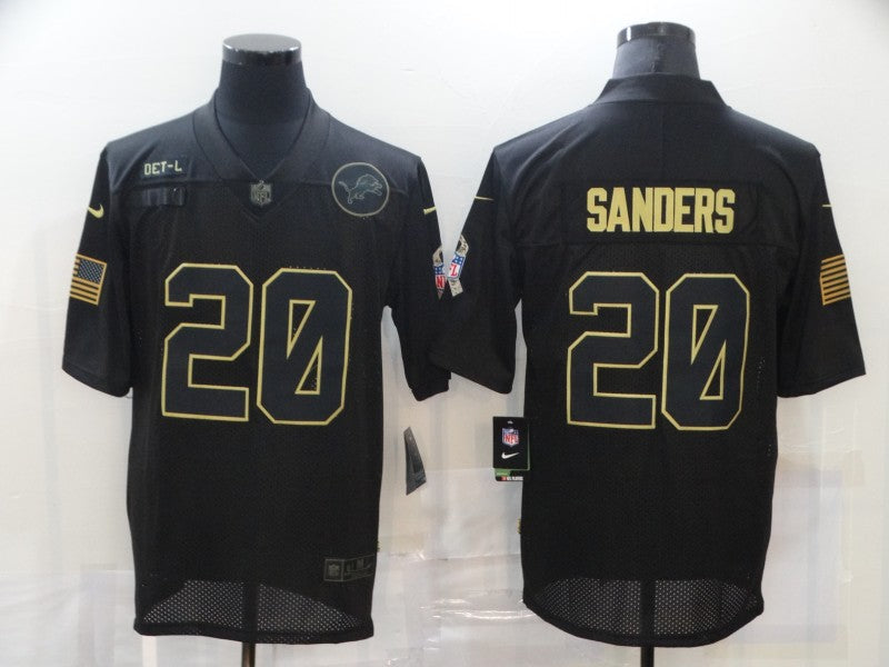 Men's Detroit Lions Barry Sanders #20 Black Jersey1 football jersey product view 1