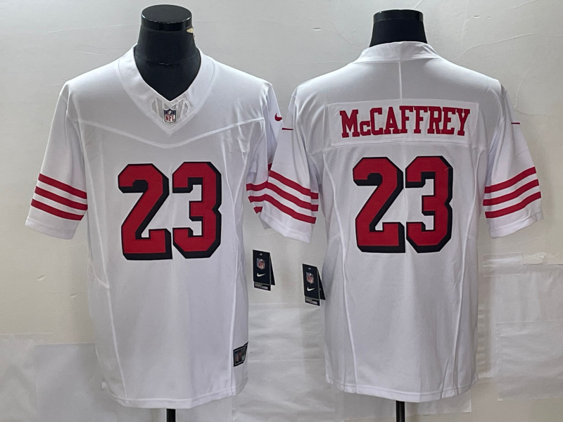 Men's San Francisco 49ers Christian McCaffrey White Game Jersey football jersey product view 1