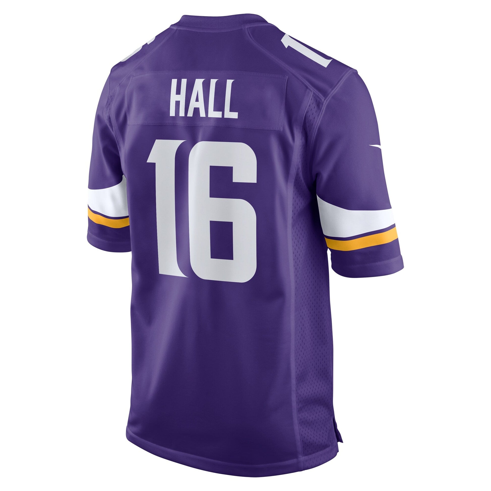 Jaren Hall Minnesota Vikings Game Jersey - Purple football jersey product view 3