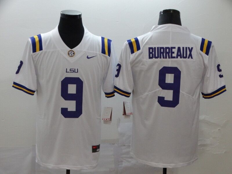 Men's Cincinnati Bengals Jeaux Burreaux #9 White Game Jersey1 football jersey product view 1