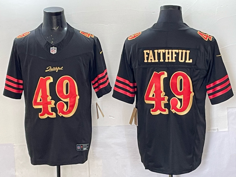 Men's San Francisco 49ers The Faithful #49 Black 2025 Rivalries Collection Game Jersey football jersey product view 1
