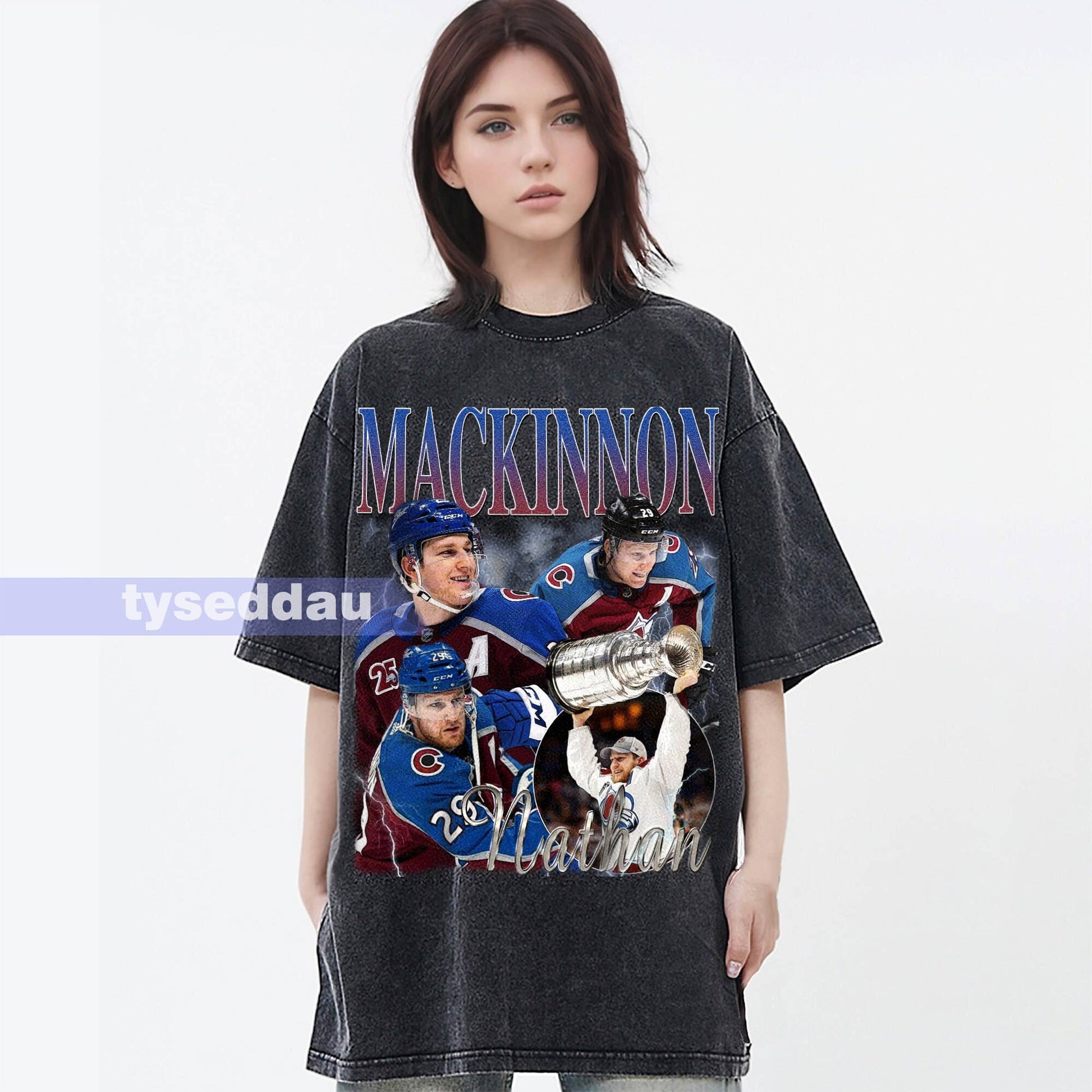 Nathan Mackinnon Vintage Ice Hockey Tee - Retro Fan Tribute Unisex T-shirt, Sweatshirt, Hoodie, Long Sleeve Tee - T-Shirt, Sweatshirt, Hoodie