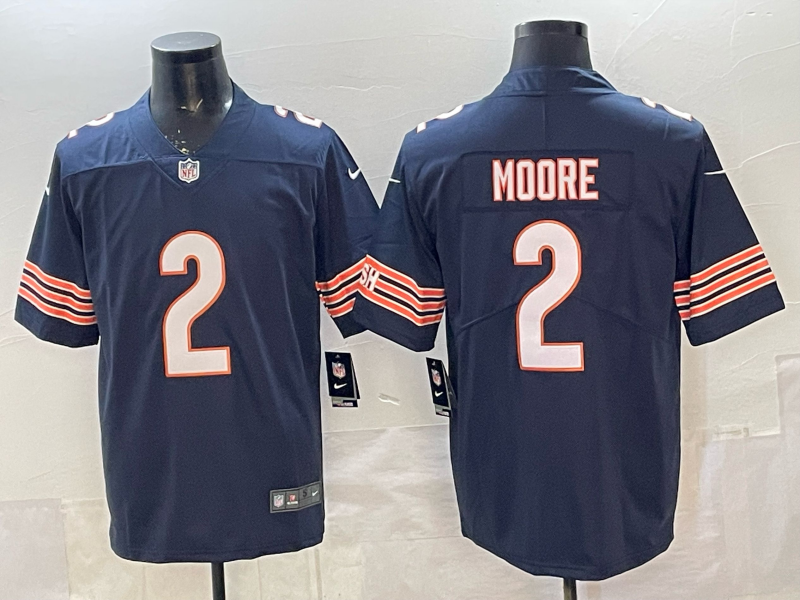 Men's Chicago Bears D.J. Moore #2 Navy Team Color Game Jersey football jersey product view 1