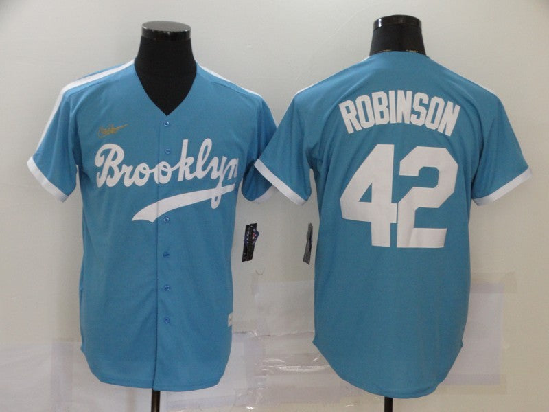 Men's Los Angeles Dodgers Jackie Robinson Light Blue Replica Baseball Jersey baseball jersey product view 1