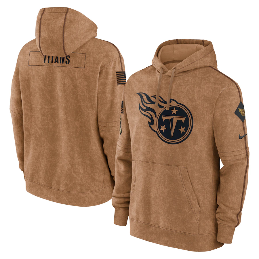 Men's Tennessee Titans Brown 2023 Salute To Service Club Pullover Hoodie1 football jersey product view 1