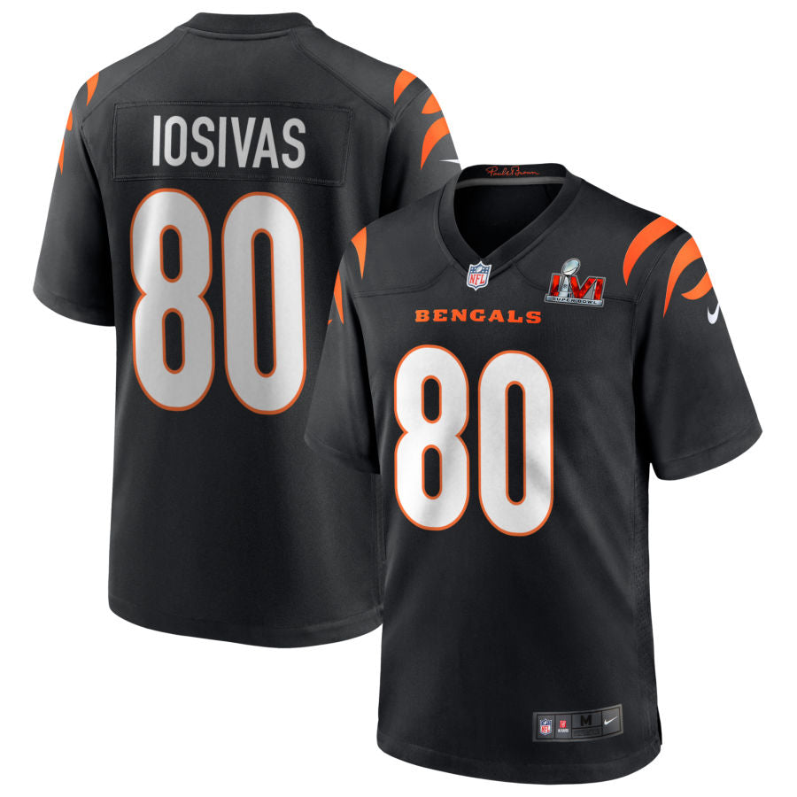 Andrei Iosivas Cincinnati Bengals Super Bowl LVI Game Jersey - Black football jersey product view 1