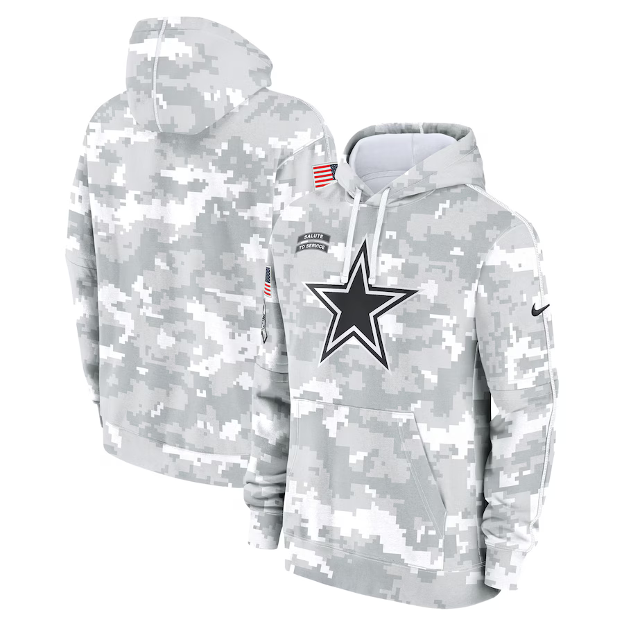 Men's Dallas Cowboys Arctic Camo 2024 Salute to Service Club Fleece Pullover Hoodie1 football jersey product view 1