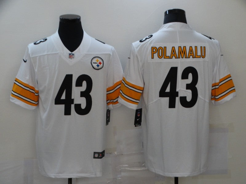 Men's Pittsburgh Steelers Troy Polamalu White Game Jersey football jersey product view 1