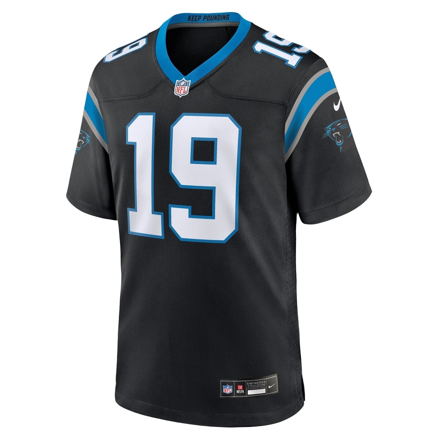 Adam Thielen Carolina Panthers Game Jersey - Black football jersey product view 2