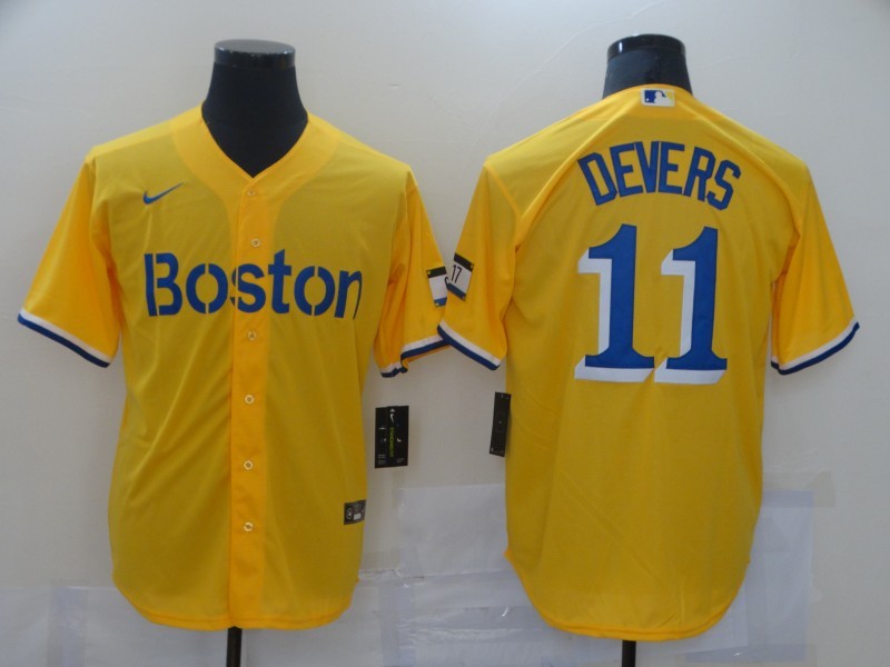 Men's Boston Red Sox Rafael Devers Yellow Replica Baseball Jersey baseball jersey product view 1