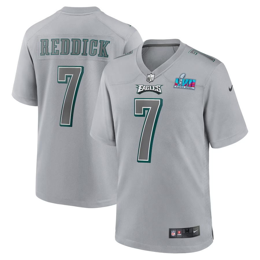 Men's Philadelphia Eagles Haason Reddick Gray Super Bowl LVII Patch Atmosphere Fashion Game Jersey football jersey product view 1
