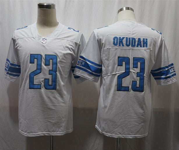 Men's Detroit Lions Jeff Okudah White Game Jersey football jersey product view 1
