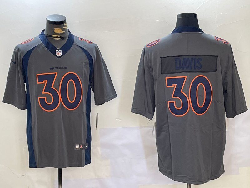 Men's Denver Broncos Terrell Davis #30 Gray Game Jersey1 football jersey product view 1