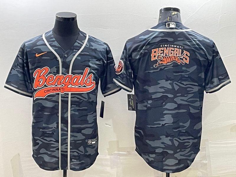 Men's Cincinnati Bengals Grey Camouflage Fashion Jersey football jersey product view 1