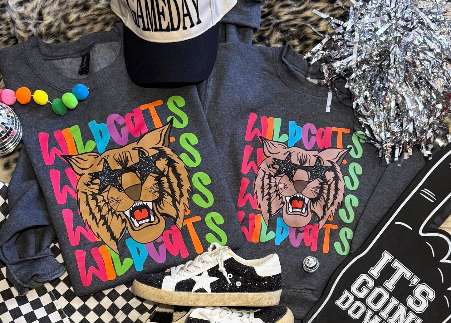 Wildcats Neon Mascot Sweatshirt Unisex T-shirt, Sweatshirt, Hoodie, Long Sleeve Tee - T-Shirt, Sweatshirt, Hoodie