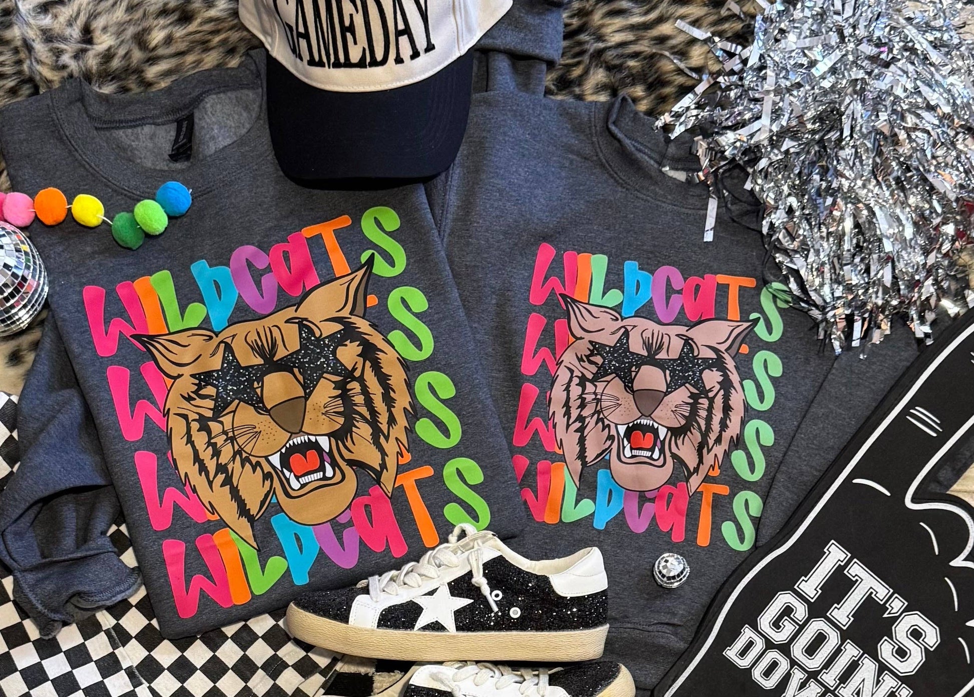 Wildcats Neon Mascot Sweatshirt Unisex T-shirt, Sweatshirt, Hoodie, Long Sleeve Tee - T-Shirt, Sweatshirt, Hoodie