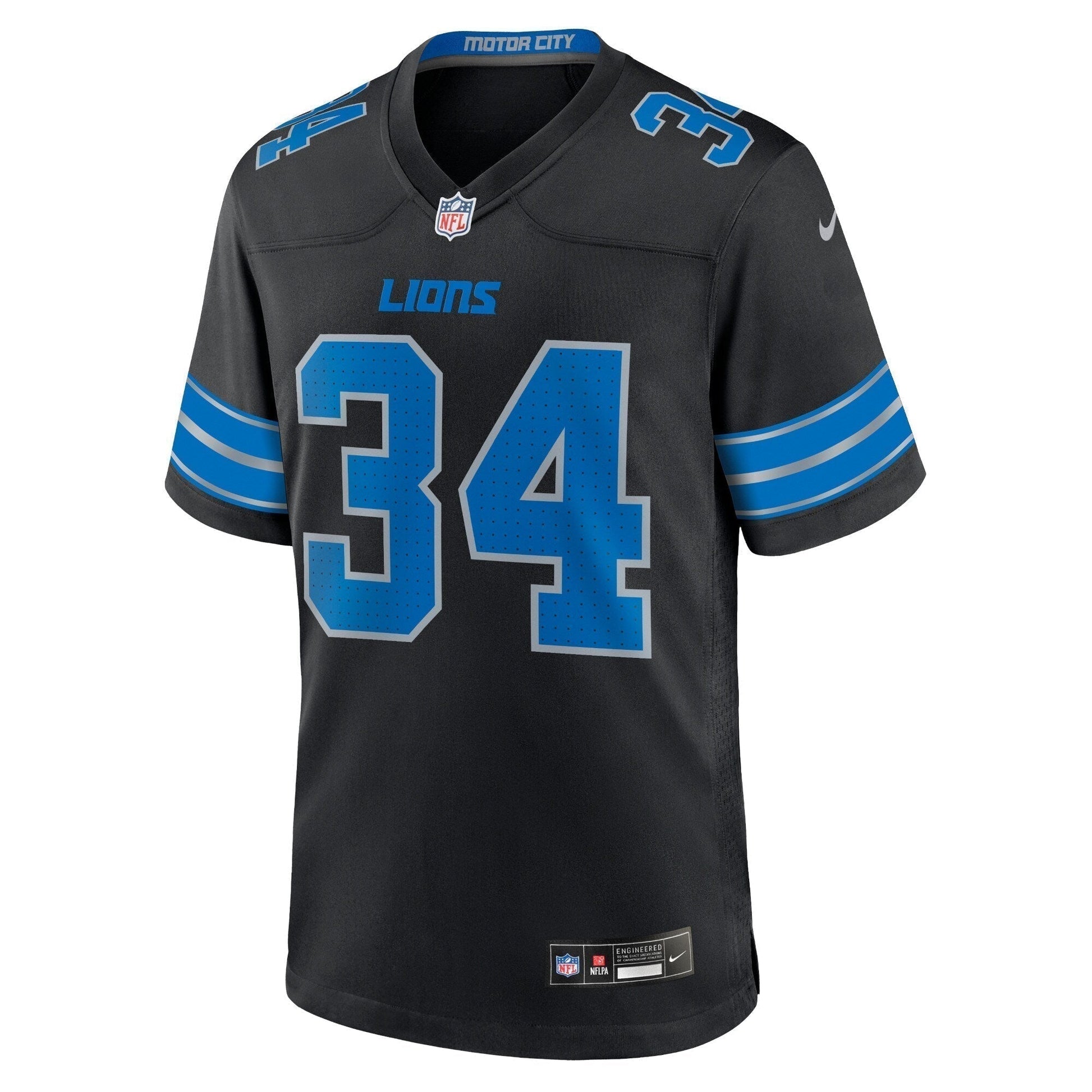 Alex Anzalone Detroit Lions 2nd Alternate Game Jersey - Black football jersey product view 2
