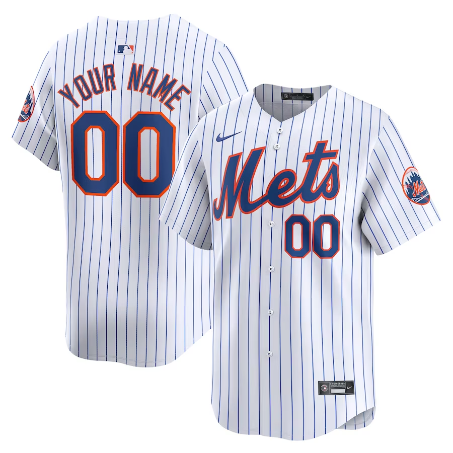Men's New York Mets White Home Limited Custom Jersey baseball jersey product view 1