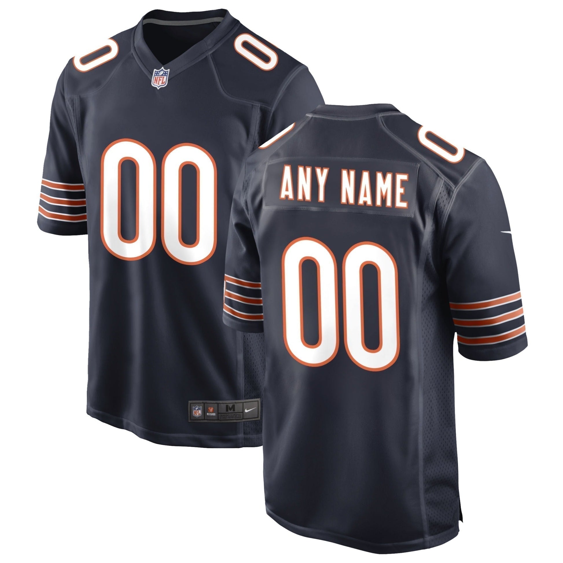 Chicago Bears Custom Game Jersey - Navy football jersey product view 1