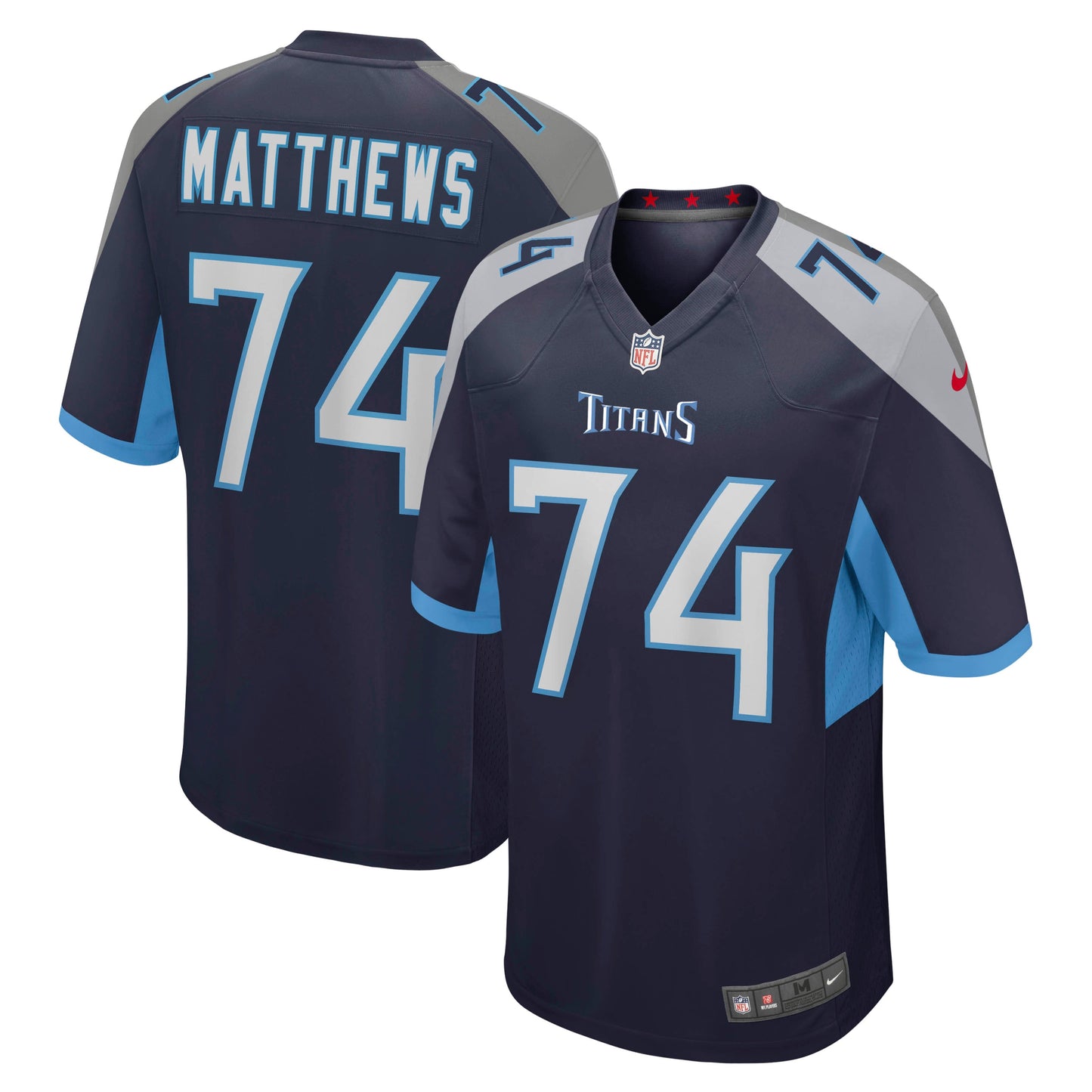 Bruce Matthews Tennessee Titans Retired Jersey - Navy football jersey product view 1