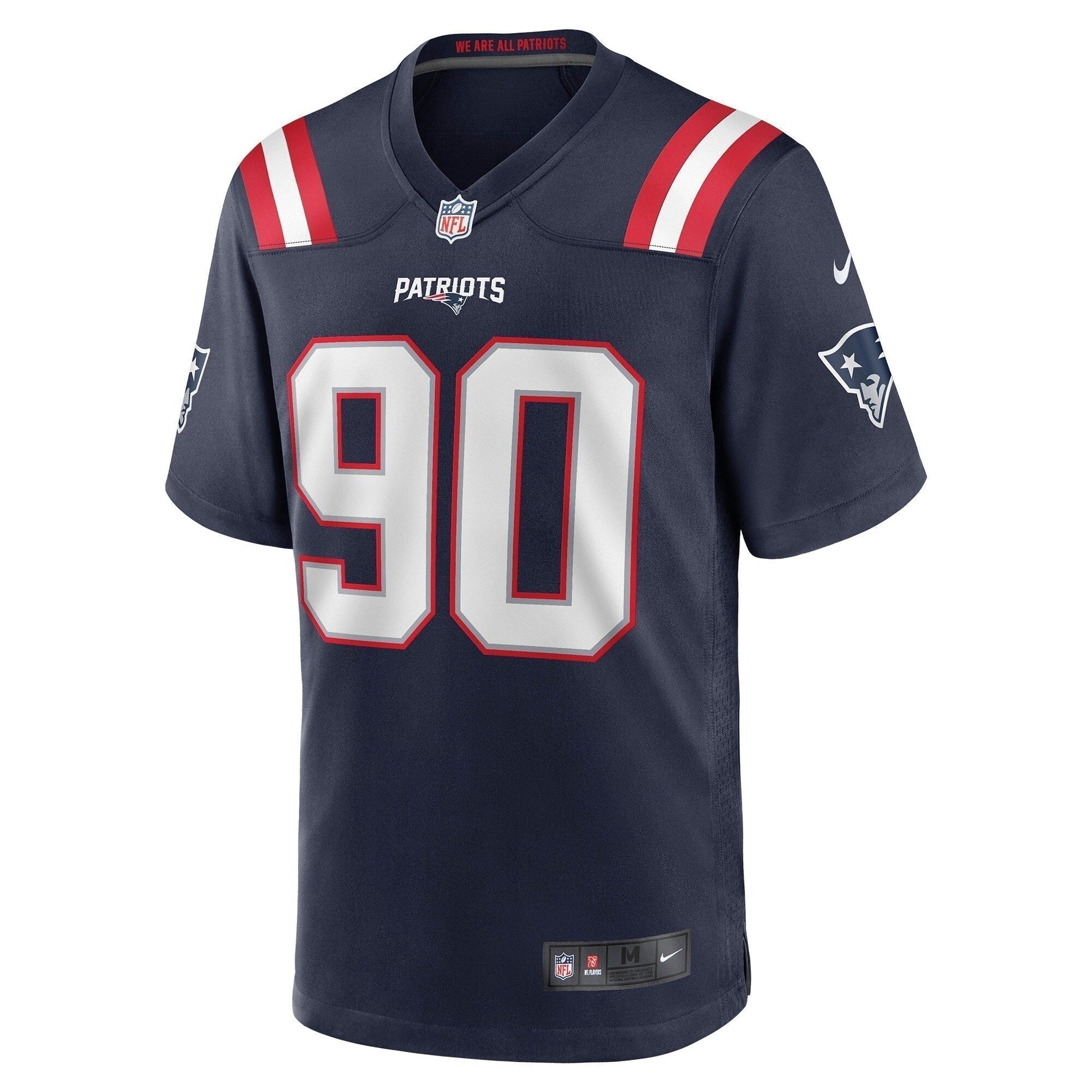 Christian Barmore New England Patriots Game Jersey - Navy football jersey product view 2