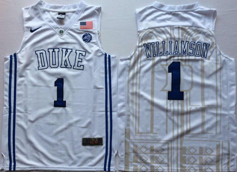 Men's Duke Blue Devils Zion Williamson White Game Jersey sports jersey product view 1