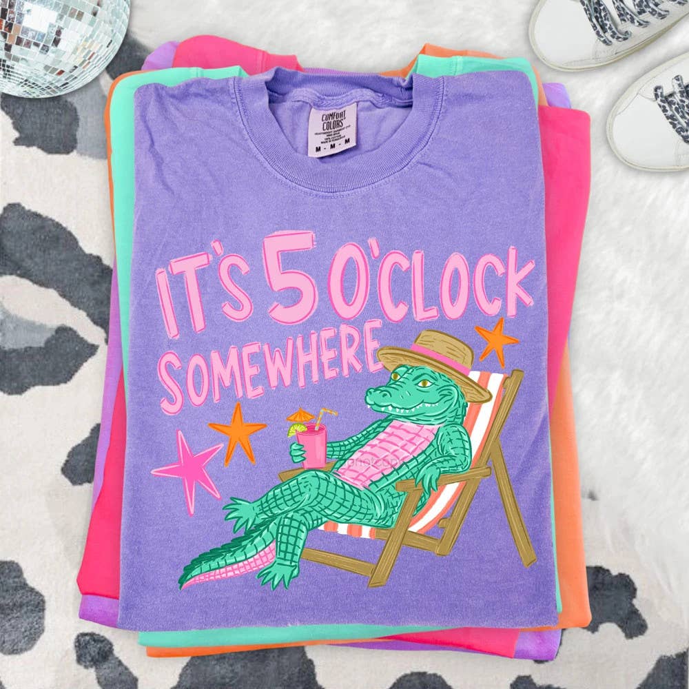 It's 5 O'clock Somewhere Gator Tee Unisex T-shirt, Sweatshirt, Hoodie, Long Sleeve Tee - T-Shirt, Sweatshirt, Hoodie