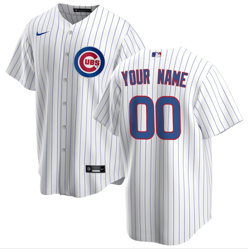 Men's Chicago Cubs White Home Replica Custom Jersey baseball jersey product view 1