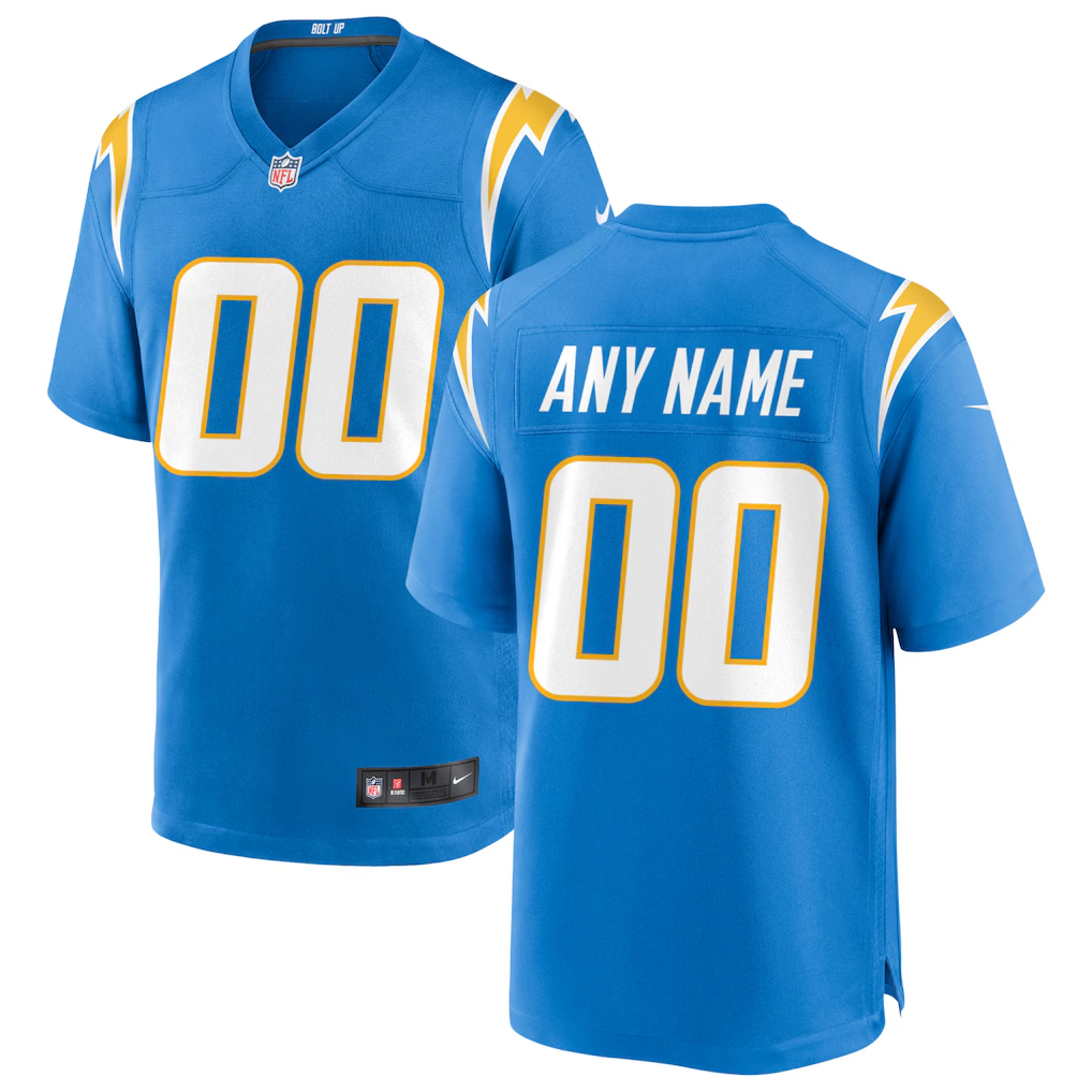 Men's Los Angeles Chargers Powder Blue Custom Game Jersey football jersey product view 1