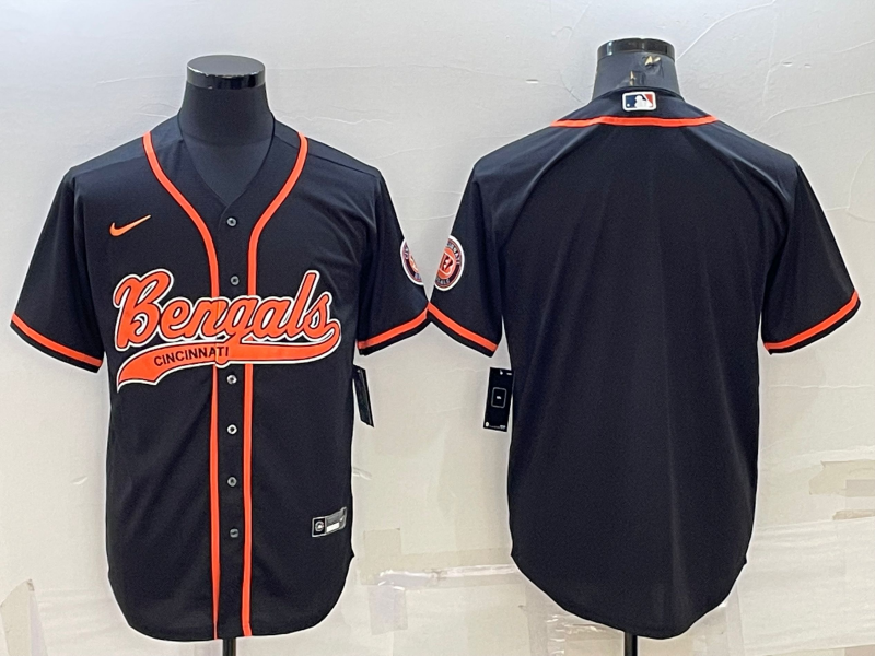 Men's Cincinnati Bengals Black Blank Jersey football jersey product view 1