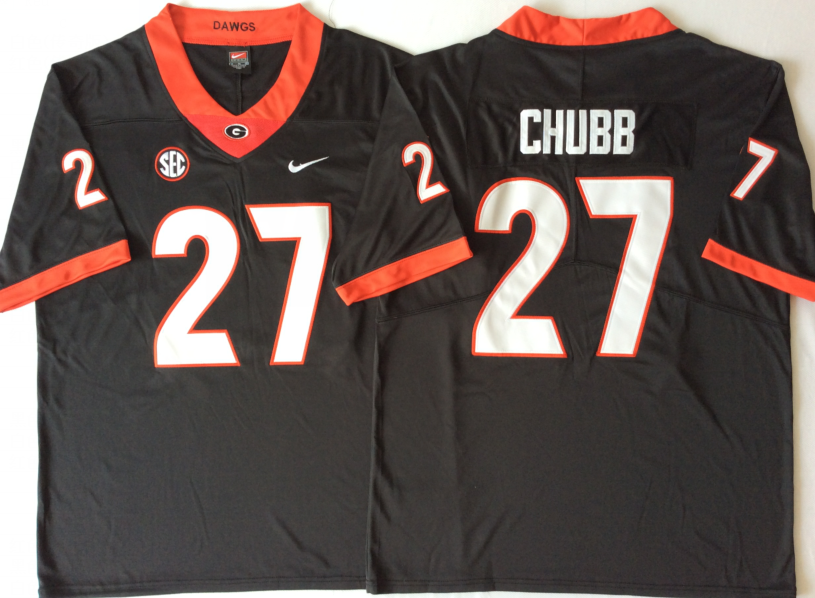 Men's Georgia Bulldogs Nick Chubb #27 Black Player Jersey sports jersey product view 1