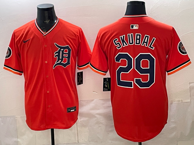 Men's Detroit Tigers Tarik Skubal #29 Orange Game Player Jersey baseball jersey product view 1