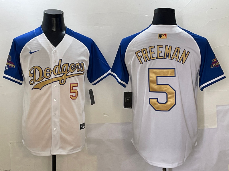 Men's Los Angeles Dodgers Freddie Freeman White 2025 Gold Collection Player Jersey baseball jersey product view 1