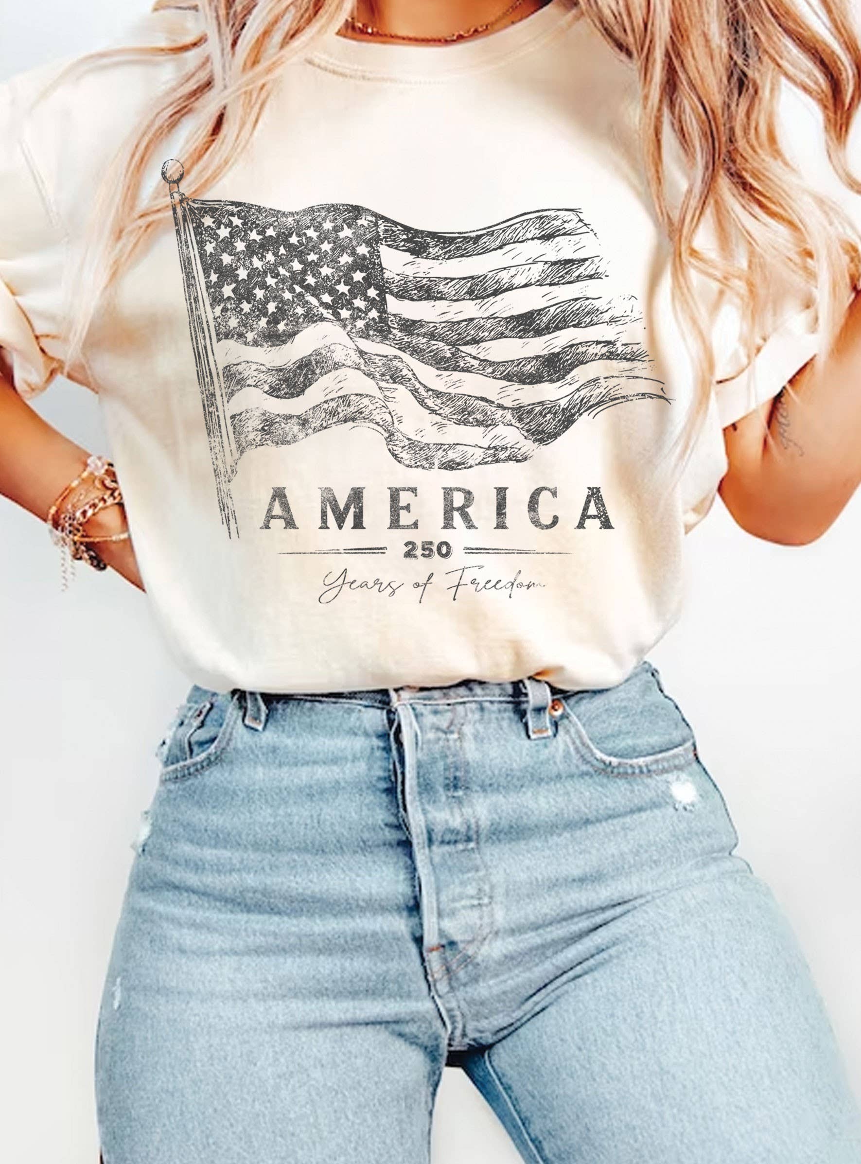 America 250 Years of Freedom Flag Graphic Tshirts Unisex T-shirt, Sweatshirt, Hoodie, Long Sleeve Tee - T-Shirt, Sweatshirt, Hoodie