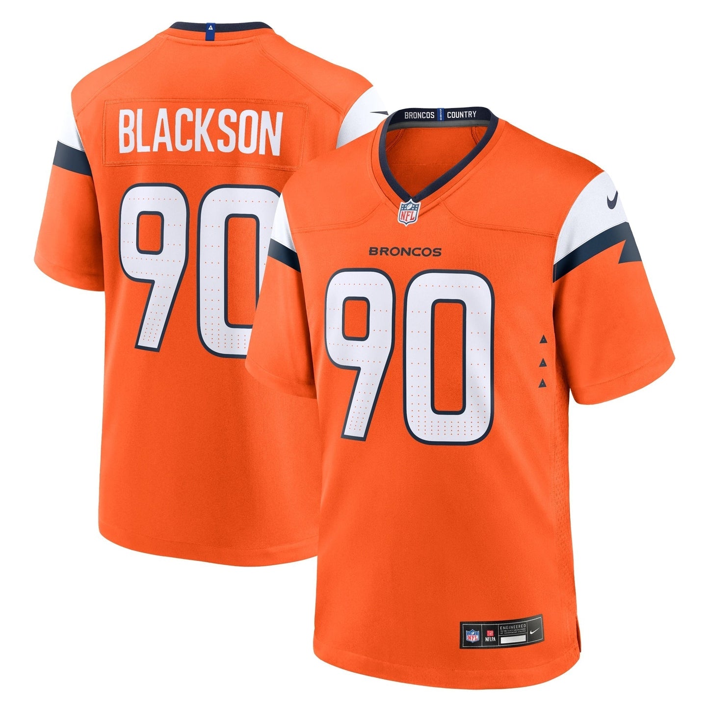 Angelo Blackson Denver Broncos Game Jersey - Orange football jersey product view 1